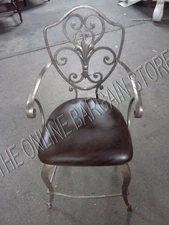 Frontgate Kishel Iron Leather Barstool Counter HEIGHT BAR 30" Stool Chair metal