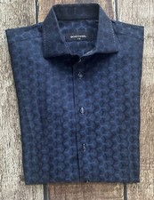 BOGOSSE GEOMETRIC SHORT SLEEVE SHIRT BLUE MENS 3 MEDIUM EXCELLENT CONDITION