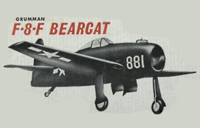 Model Airplane Plans (UC): Berkeley F8F BEARCAT 26'' 1/16 Scale for .09-.19