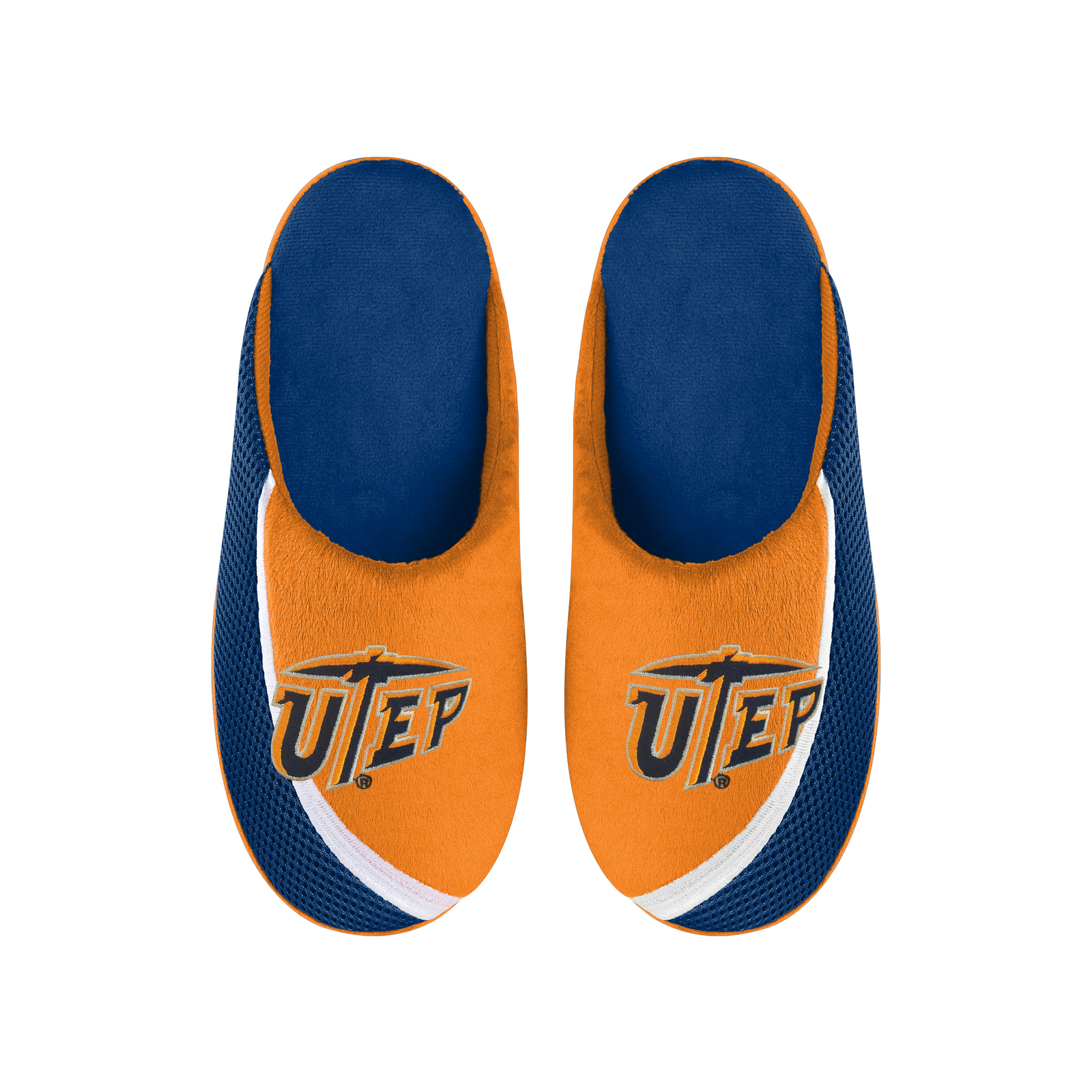 Мужские тапочки FOCO NCAA Mens UTEP Miners 2022 с крупным логотипом и цветным краем
