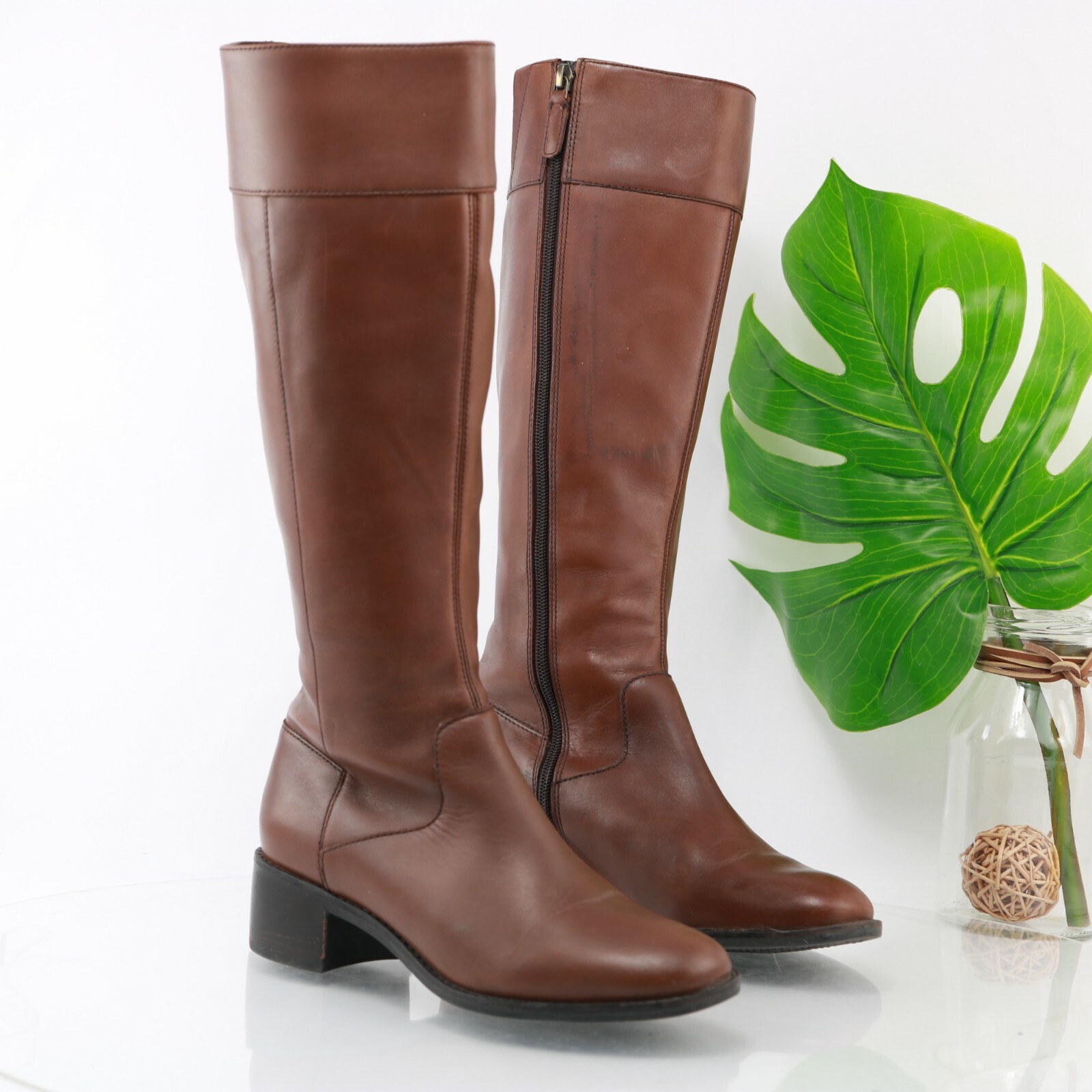 brown flat riding boots