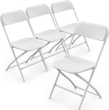 Folding Chairs Set of 4/6, Plastic Chair Sturdy Seat w/Metal Frame,Party, Event
