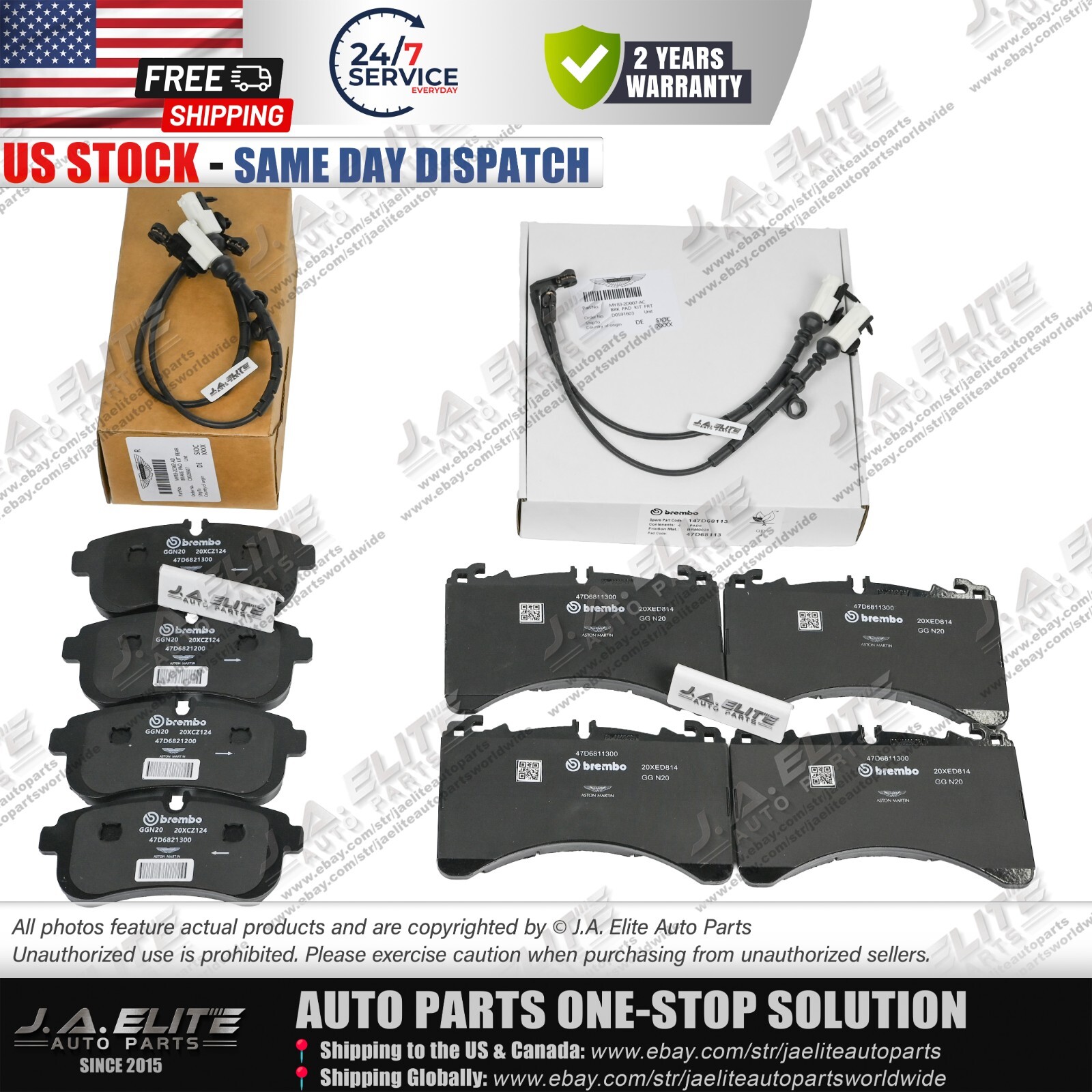 Genuine Front & Rear Brake Pad Kit fit Aston Martin DBX, + FREE SENSOR