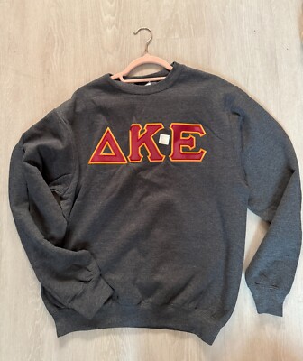 Delta Kappa Epsilon Dark Gray Crewneck w/Embroidered Letters Size Medium