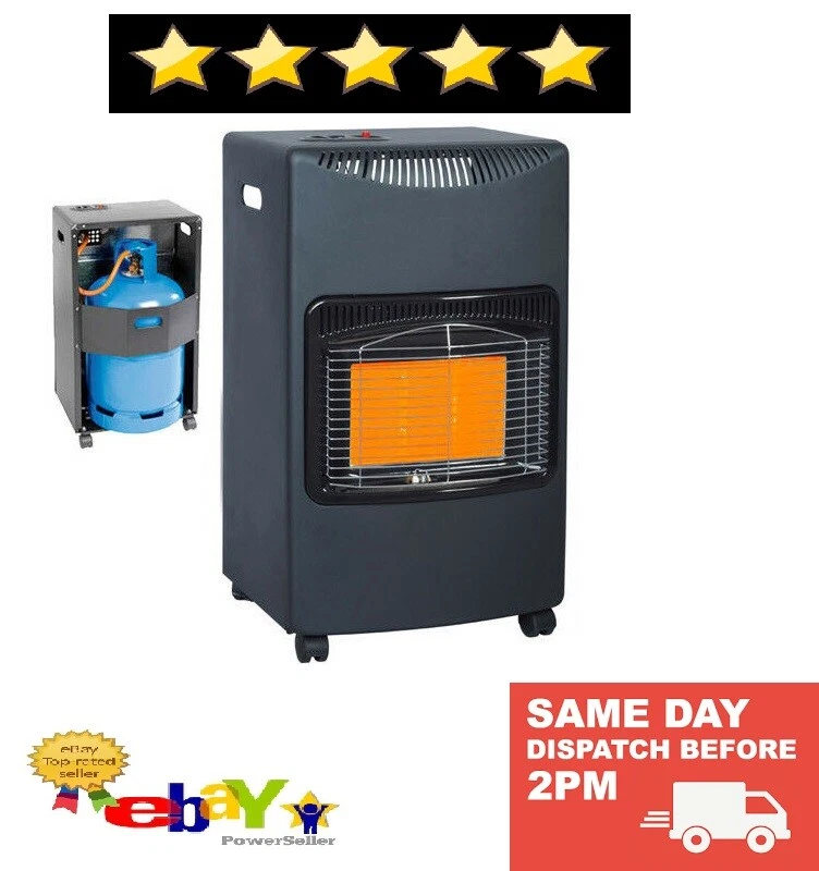 4.2KW CALOR GAS PORTABLE CABINET HEATER FIRE BUTANE WITH REGULATOR HOSE 15kg