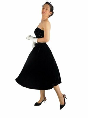 Vintage 80s Black Velvet Strapless Party Dress - sm | eBay