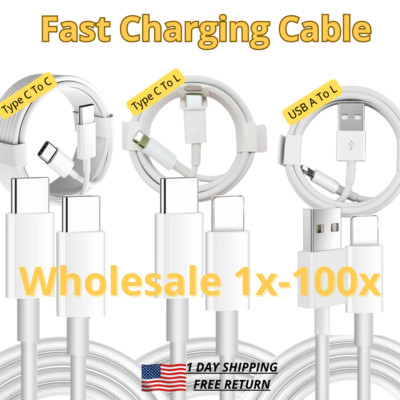 Lot Fast Charger USB Cable PD Type-C Cord For Apple iPhone 14 13 12 11 Pro Max