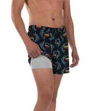 SAXX Men's Oh Buoy 2N1 Sunset Crest Printed Volley 5" Swim Shorts Navy Multi 2XL