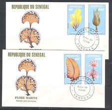 SENEGAL 1988, FLOWERS: MARINE PLANTS, Scott 780-783 on 2 FDC's