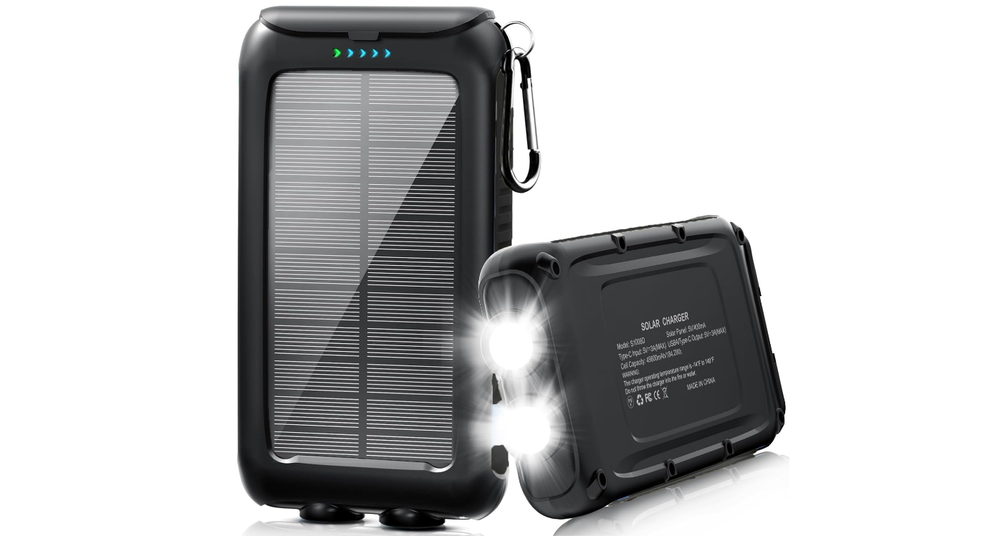 49800mAh Solar Power Bank, Portable Charger with LED Flashlight for Phones & Dev 49800mAh Solar Power Bank, Portable Charger with LED Flashlight for Phones & Dev