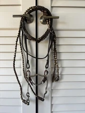 Vee Brow Western Horse Bridle W/ Curb Bit & Rommel Split Reins