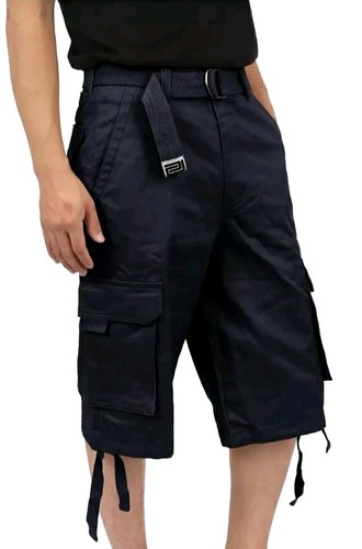 Proclub TWILL CARGO SHORTS Mens Authentic Classic Multi Pockets Blue Sz 52 - Picture 2 of 4