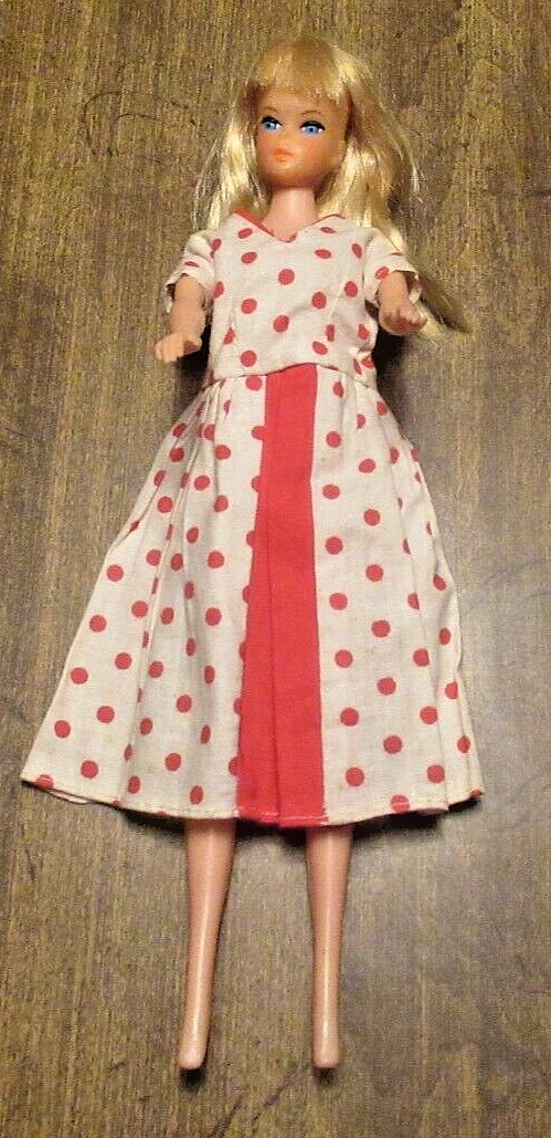 Vtg White Red Polka Dot Cotton Dress only for Barbie Size dolls EC Hong Kong