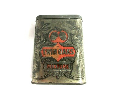 VINTAGE ADVERTISING EMPTY TWIN OAKS VERTICAL POCKET TOBACCO TIN 525-N