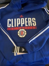 Los Angeles Clippers NBA Adidas Blue Stripe Fleece Hoodie Youth Medium NEW 