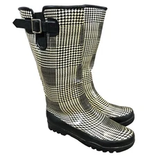 Sperry Top Sider Women's 7 Waterproof Rubber Rain Boot Houndstooth 9852641