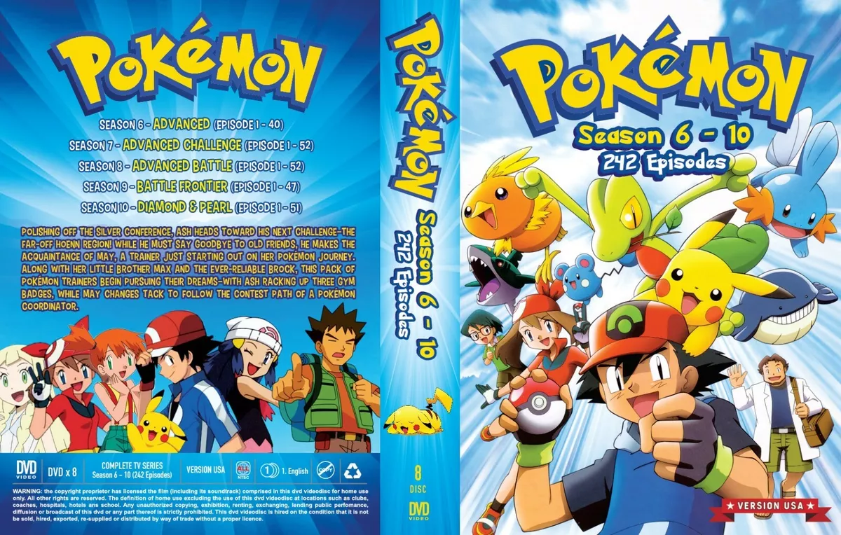 POKEMON Season 6-10 (Vol.1-242Eps) ENGLISH VERSION DVD USA VERSION