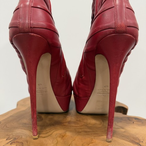 VALENTINO GARAVANI Red Ankle Boots EU 40 US 10 Italy - Picture 9 of 18