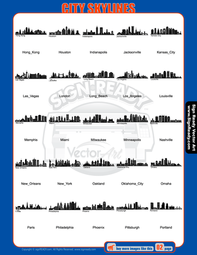 CITY SKYLINES-CITYSCAPE CLIPART-VECTOR CLIP ART-VINYL CUTTER PLOTTER-GRAPHICS CD - Picture 3 of 8