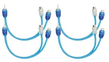Two Pair of Raptor 9" RCA Y Adaptor 2 Female to 1 Male Coaxial Audio Cable