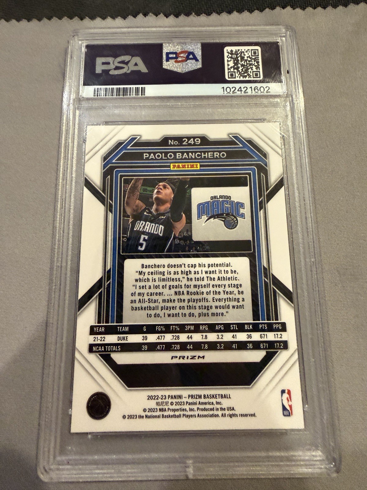 Paolo Banchero 2022-23 PANINI PRIZM RED ICE Rookie RC GEM MINT PSA 10 view 6