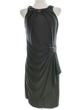 JS BOUTIQUE Damen Ballkleid/Abendkleid Gr. 38 Schwarz Ärmellos Perlen Knielang