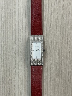 Coccinelle Uhr - rechteckig mit Kristallen und rotem Armband