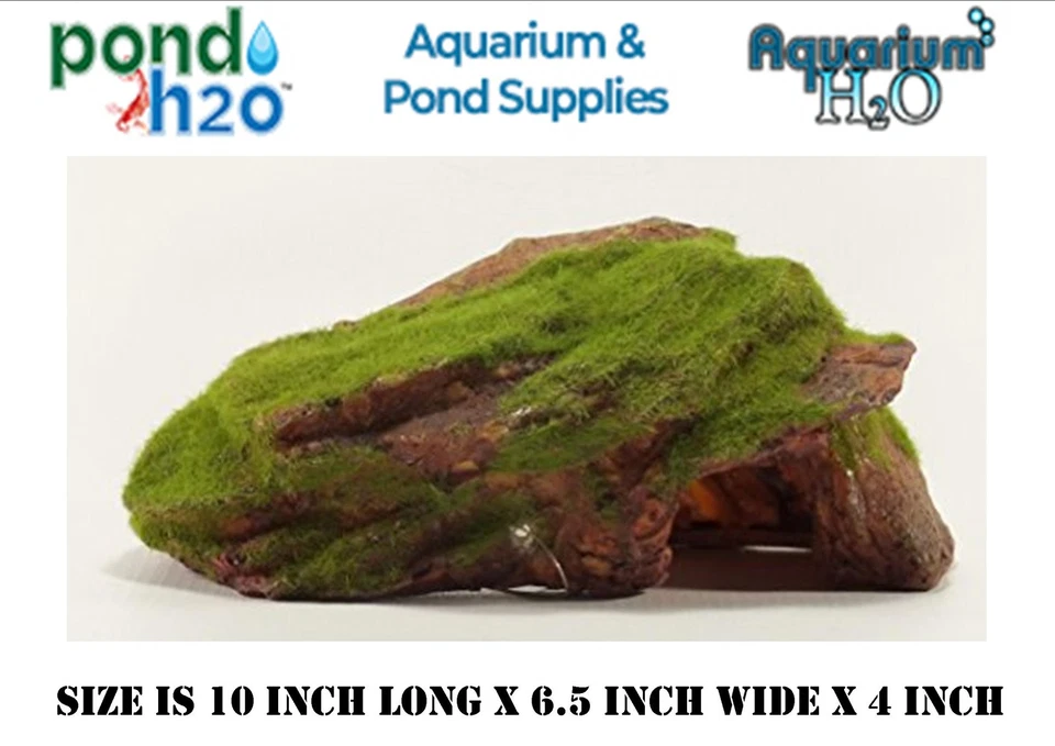 Piel de roca marrón con musgo, reptil artificial o pecera adorno decoración Foto 2 de 4