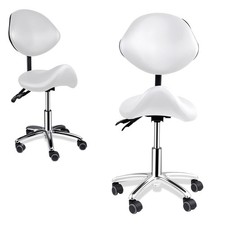 Ergonomic Saddle Stool Hydraulic Swivel Rolling Saddle Chair W/ Backrest