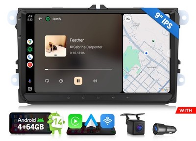 4+64 CarPlay Android 14 9'' Autoradio NAVIGATION Für VW GOLF 5 6 Plus Touran Polo