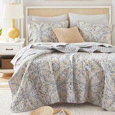 Boho Quilt Set Queen Reversible Vermicelli Quilting Queen Size Bed, All Seaso...