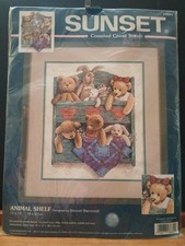 Sunset ANIMAL SHELF Counted Cross Stitch 2000 Stewart Sherwood 13684 NOS 11"X13"