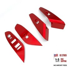 Car Interior Window Switch Panel Cover Side Door Glass Lock Glossy Red Style