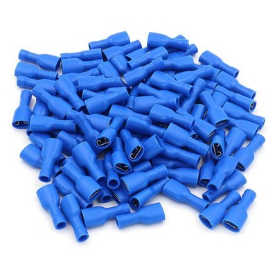 1/4'' Female Quick Disconnect Spade Terminal Fully Insulated Crimp Connector Blue