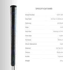 Winn DriTac 2.0 Midsize 62DT-JBK Golf Grip Set Soft Golf Club Grips All Weather