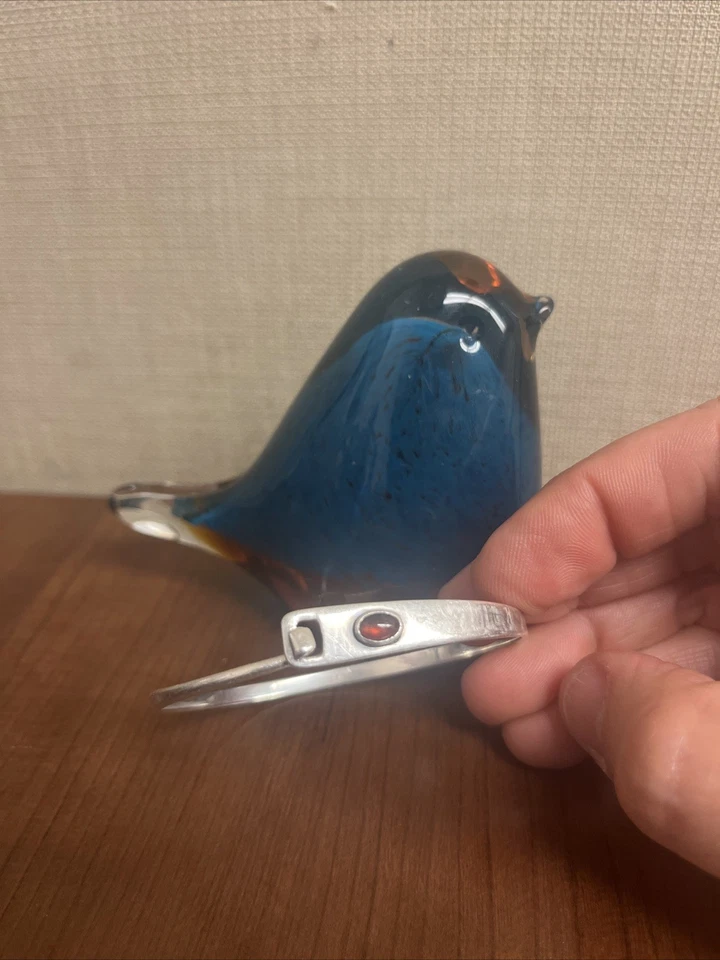 Vintage Ed Levin Sterling Silver Ruby Bangle Rare Bracelet 6.5" MCM - Image 4 of 4