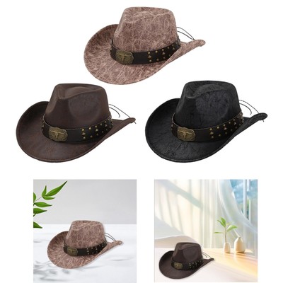 Western-Cowboyhut für Herren und Damen, PU-, Jazzhut zum Wandern, Einkaufen,