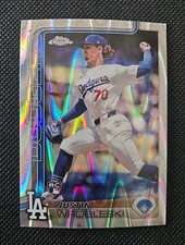 Topps Chrome 2025 Justin Wrobleski #38 Wave Refractor Los Angeles Dodgers Rookie