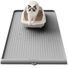 Cat Litter Mat 36X24" Silicone Litter Box Mat Raised Edge Diversion Groove Clean