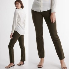 QUINCE Ultra-Stretch Ponte Straight Leg Pants Olive size‎ Medium Petite