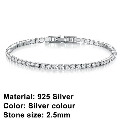 Tennisarmband Zirkonia Damen Herren 925 Sterling Silber CNAS Zertifiziert