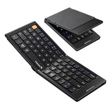 Foldable Compact Keyboard, XK04 Portable Bluetooth Keyboard with PU Black