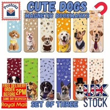 Cute Dogs Magnetic Bookmarks Set of 3 – Fun Puppy Reading Gift