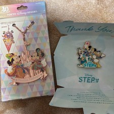 Tokyo Disney Resort Vacation Package Keychain and Pin Badge Set