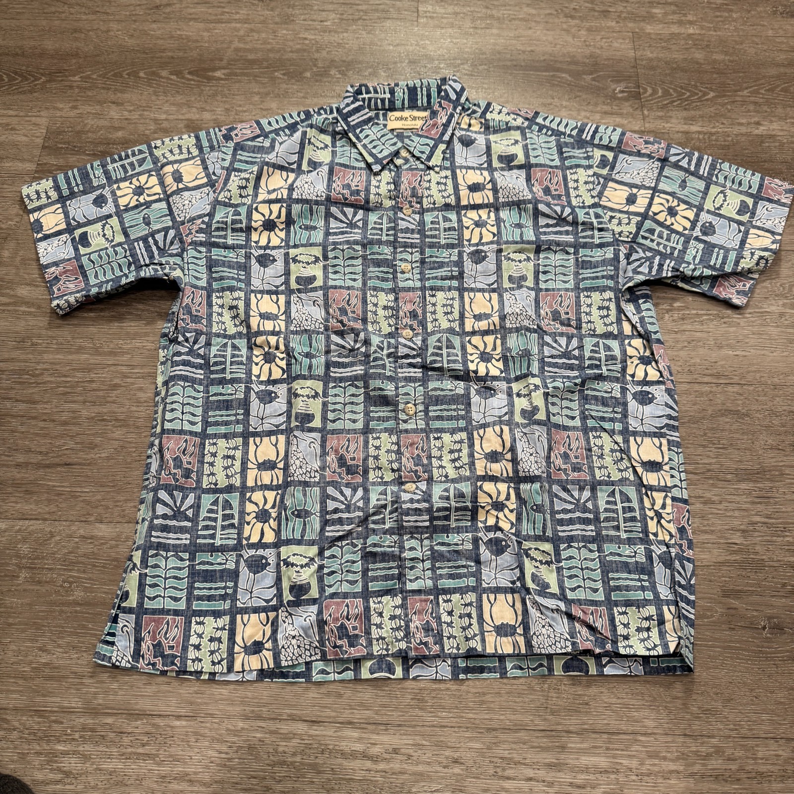 Cooke Street Shirt Mens Large Button Up Vintage Cotton Multicolor Camp Floral
