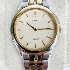 Seiko Dolce 8J41-6050 Gold Silver Two Tone Quartz Men's Watch Working