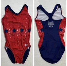 GK ELITE Gymnastics Leotard PATRIOTIC Team Replica TEAM USA Olympic Flag Sz: AXS