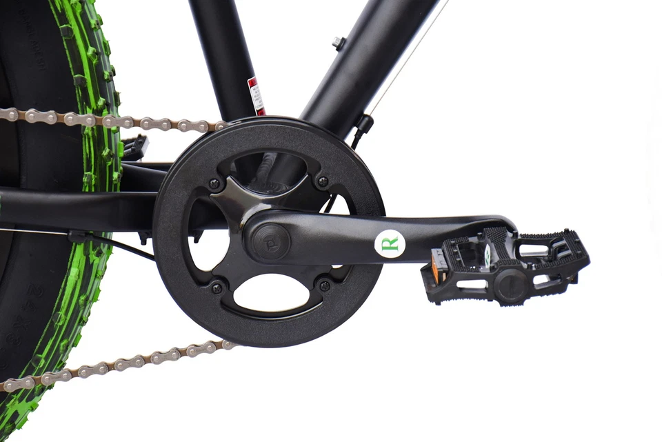 WYNN Fatbike 24 Zoll FAT1.0 schwarz-grün Rahmenhöhe 30 cm Kinder 7 Gänge m - Bild 3 von 4