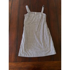 J Crew Size 2 Cotton Sundress Blue Cream Print Red Dot Pockets Strappy Dress