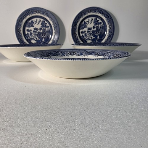 Set of 5 Churchill Blue Willow 2 Salad Plates & 3 Bowls See Size Below - Picture 6 of 13